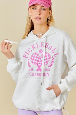 Pickle Ball EMB Quilted Hoodie