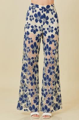 Flower Eyelet Lace Wide Pants