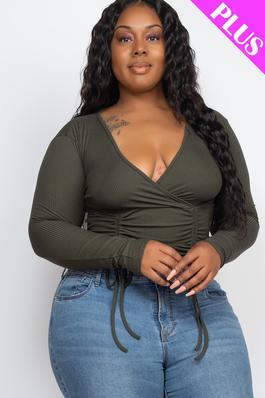 Plus size shirred cropped top