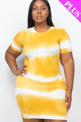Plus Size Tie-dye Print Bodycon Dress