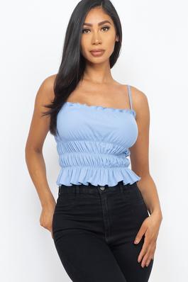 Tiered shirred body crop top