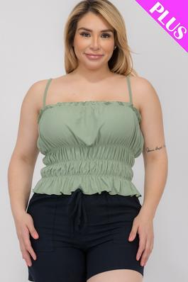 Plus Tiered shirred body crop top