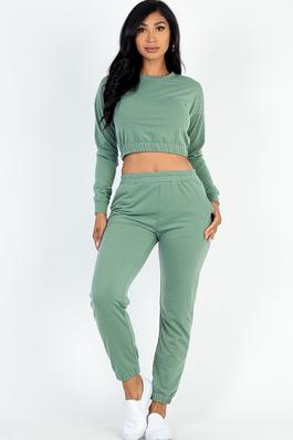 French Terry Elastic Waist Pullover Joggers Set