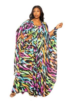 PRINTED ROBE WITH WRIST BAND