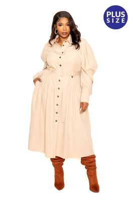PUFF SLEEVE TRENCH JACKET DRESS