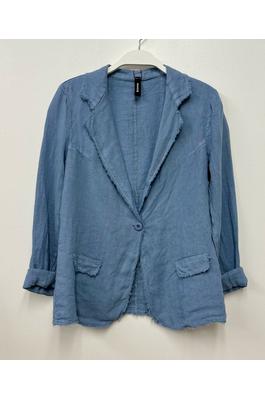 SOLID SINGLE BUTTON LINEN BLAZER WITH FLAP POCKETS