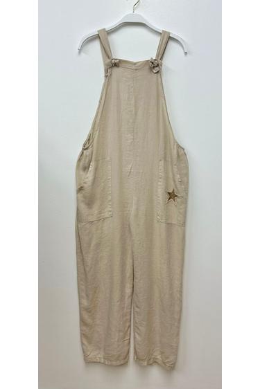 EMBROIDERED STAR LINEN OVERALLS