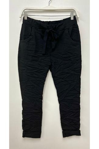 DRAWSTRING SOLID CRINKLE JOGGERS