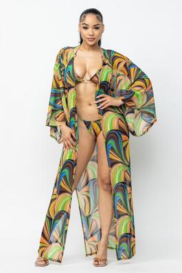 Bikini Set with Cover Up Kimono