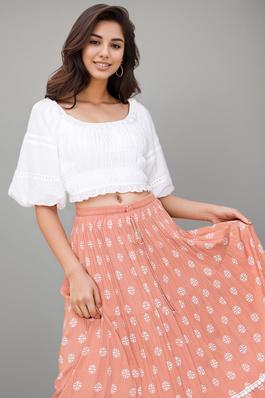 Daisy Flower Print Maxi Skirt