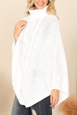 TURTLE NECK KNITTED PONCHO