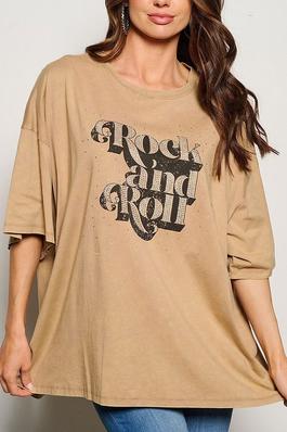 SHORT SLEEVE ROCK AND ROLL GRAPHIC TOP