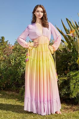 Beautiful Ombre with Shades of Rainbow Maxi Dress