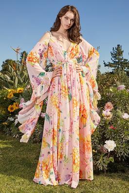Peachy Bloom Floral Print Dress for Elegance