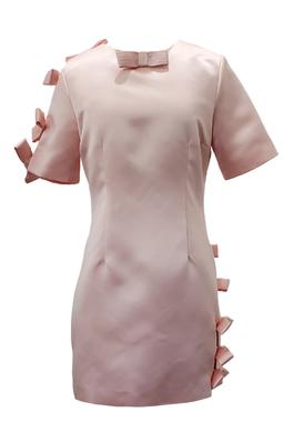Peach Blush Mini Dress Chic Comfort with Ribbon