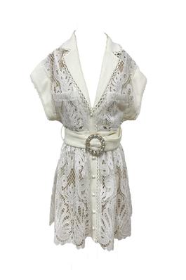 White Lace Elegance Mini Dress