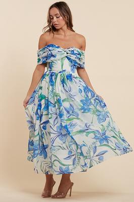 Blue Blossom Elegance Maxi Dress