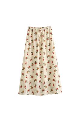 Rose Print Drawstring Skirt