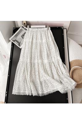 lace stitching polka dot skirt
