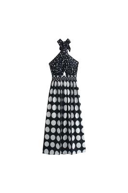 Polka Dot Print Halterneck Dress