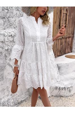 casual solid color long sleeve dress