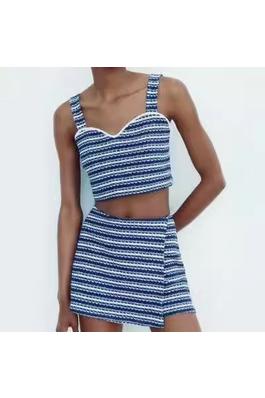 striped top and shorts pants Set