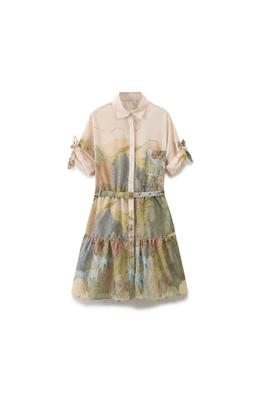 print with belt casual dress