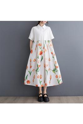 print fashion stitching dress