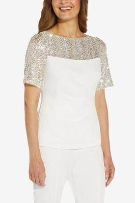 Adrianna Papell sequined crepe top