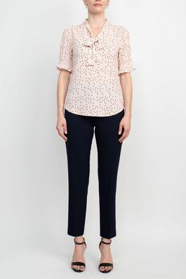 Adrianna Papell Knit Crepe Top-CHAMPAGNE