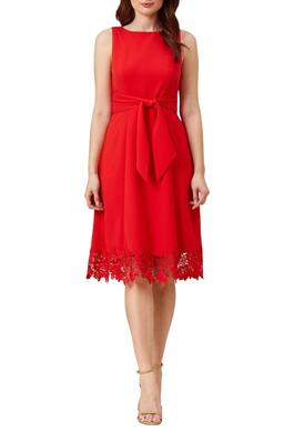 Adrianna Papell Crepe Dress Lace Trim