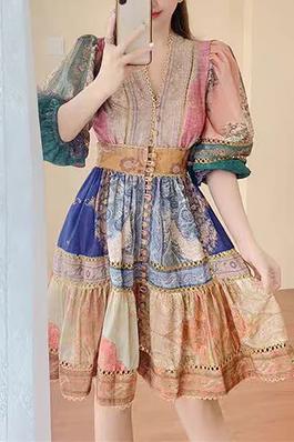 Lace Trim Textured Dress