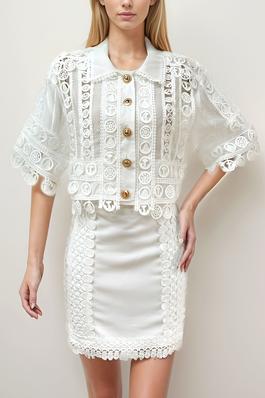 Boxy Floral Eyelet-Embroidered Top