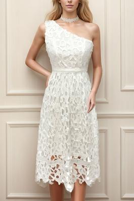 Elegant One Shoulder Textured Dress
