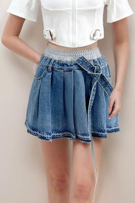 Dual Fabric Denim Skirt