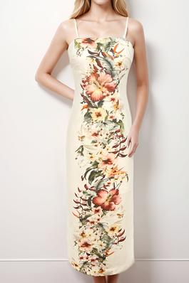 Spaghetti Strapl Flower Print Dress