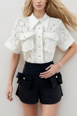 Embroidered Contrast Blouse