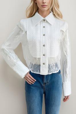Tweed-style With Lace Contrast Blouse