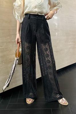 Contrast Embroidery Pants
