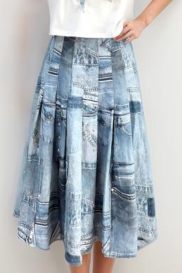 Jean Print Skirt