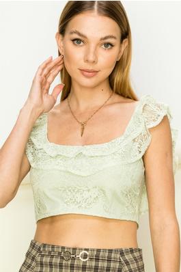 HF22F438-SUMMER WAVE LACE CROP TOP
