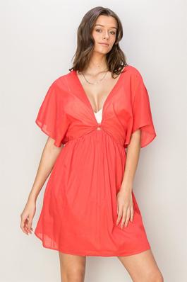 HF24A987-TWIST KNOTTED COTTON VOILE DRESS