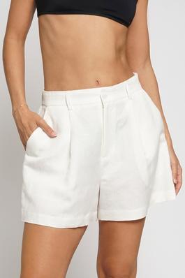 PLEATED FRONT WIDE LEG SHORTS
