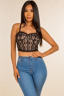 LACE OVERLAY CROP CAMI TOP
