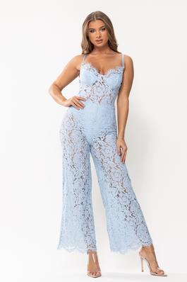 WIDE LEGS WITH CAMI LACE JUMPSUIT