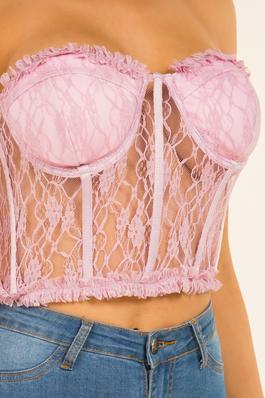  HEART NECK WITH RUFFLE LACE BUSTIER TOP