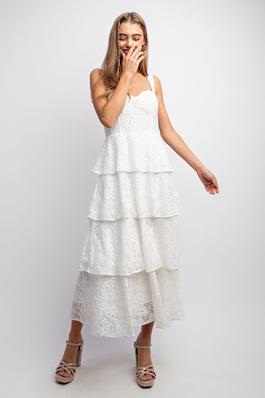 CLASSIC SWEET CORSET TIERED LACE DRESS