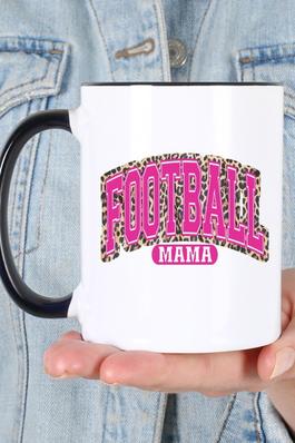 Mom Gifts Football Mama Leopard Pink Letter Mug