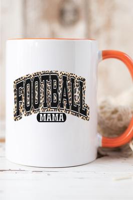 Mom Gifts Football Mama Leopard Black Letters Mug