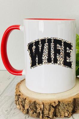 Gifts Black Letters Wife Leopard Coffee Cup Mug